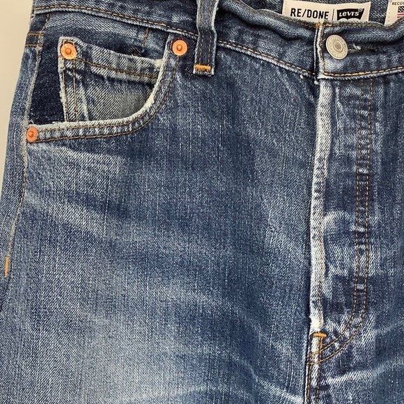 NEW RE/DONE LEVIS Sz 27 70s Straight Indigo Ass Rip Denim Jeans $475 msrp I17-1 - Picture 5 of 13